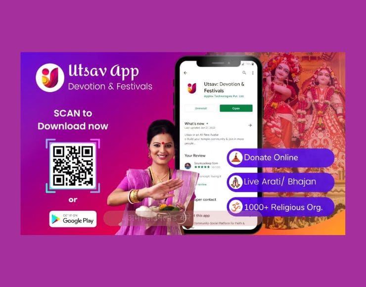 Join a vibrant community, sharing spiritual experiences through Utsav App.